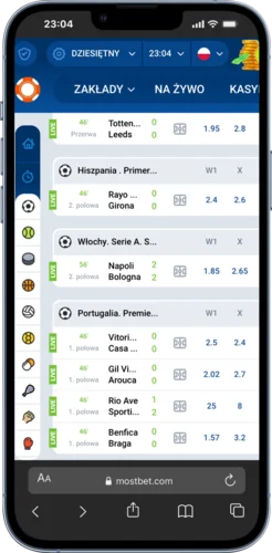 Gry sportowe Mostbet